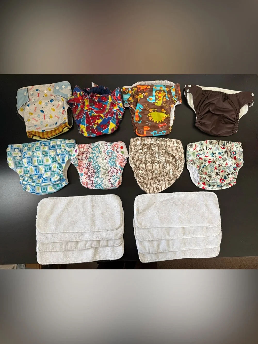 Unused 8 Cloth Diaper Lot + 8 Inserts|bumGenius Simplex Kawaii Baby Happy Heinys